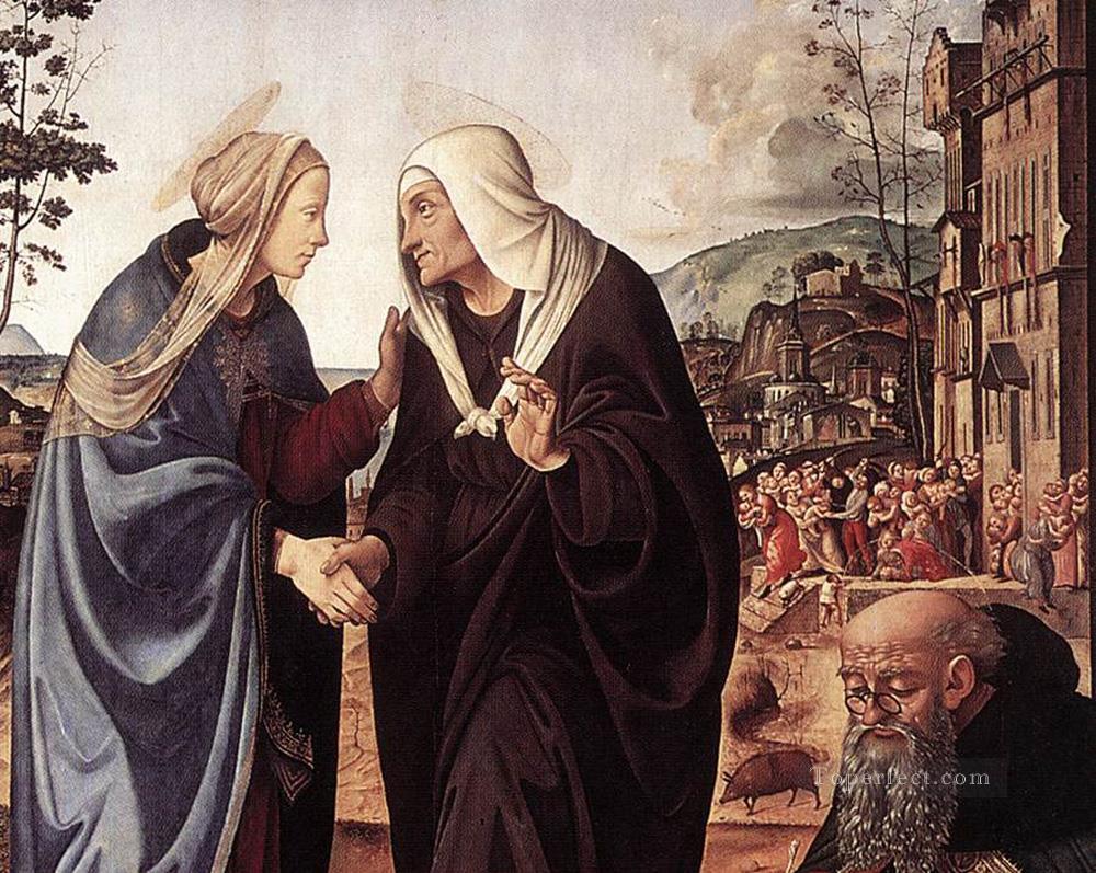 The Visitation with Sts Nicholas and Anthony 1489 dt1 Renaissance Piero di Cosimo Oil Paintings
